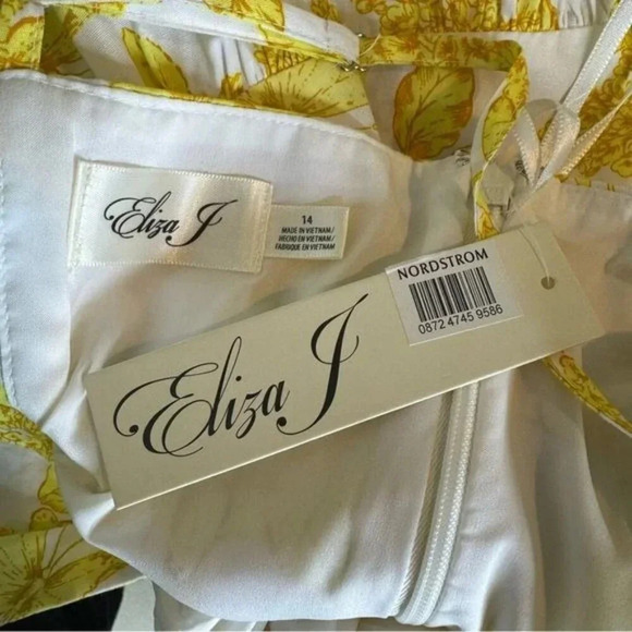 Eliza J Floral Print Cotton Bow Detail Sundress in Yellow Size 14 NWT - Picture 11 of 15